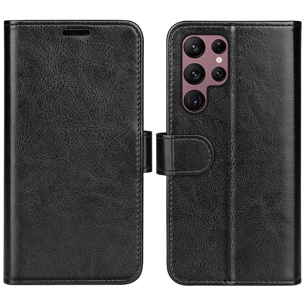  Samsung Galaxy S23 Ultra Fodral Crazy Horse Läder Svart