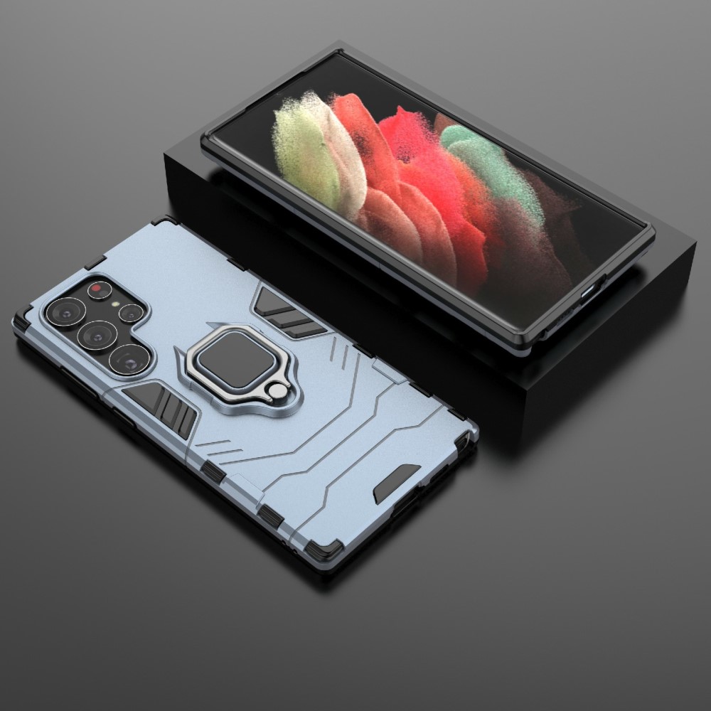  Samsung Galaxy S23 Ultra Skal Hybrid Ring Blå