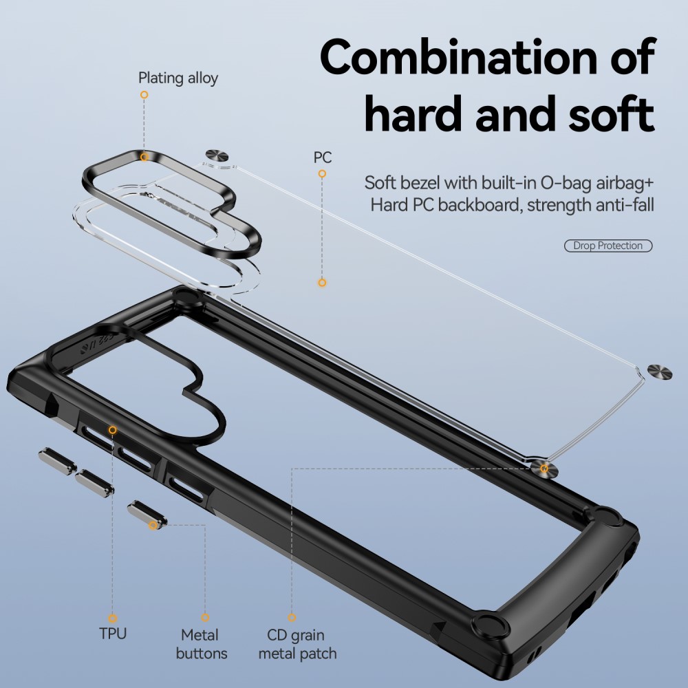  Samsung Galaxy S23 Ultra Skal Shockproof Hybrid Svart