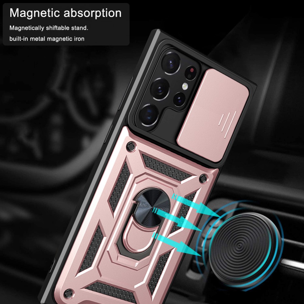  Samsung Galaxy S23 Ultra Skal Ring CamShield Roséguld