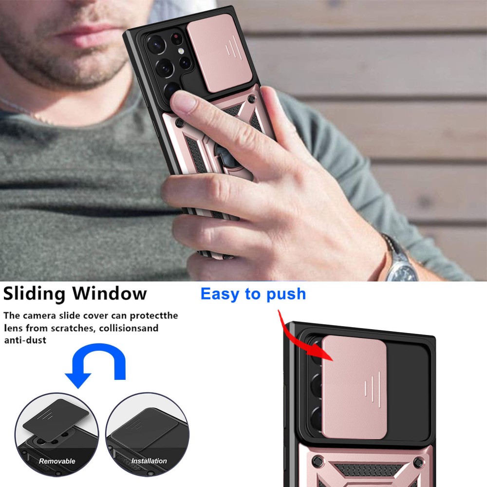  Samsung Galaxy S23 Ultra Skal Ring CamShield Roséguld