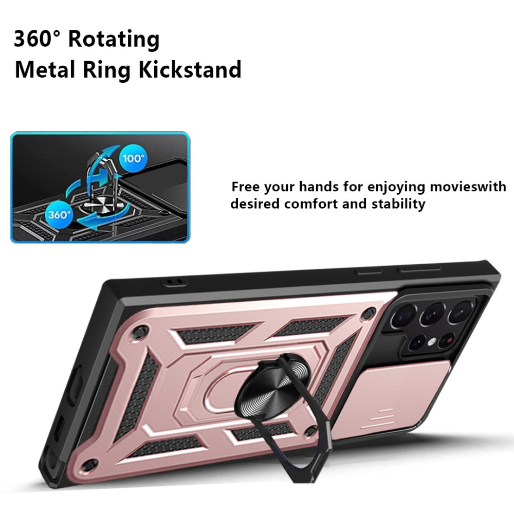  Samsung Galaxy S23 Ultra Skal Ring CamShield Roséguld