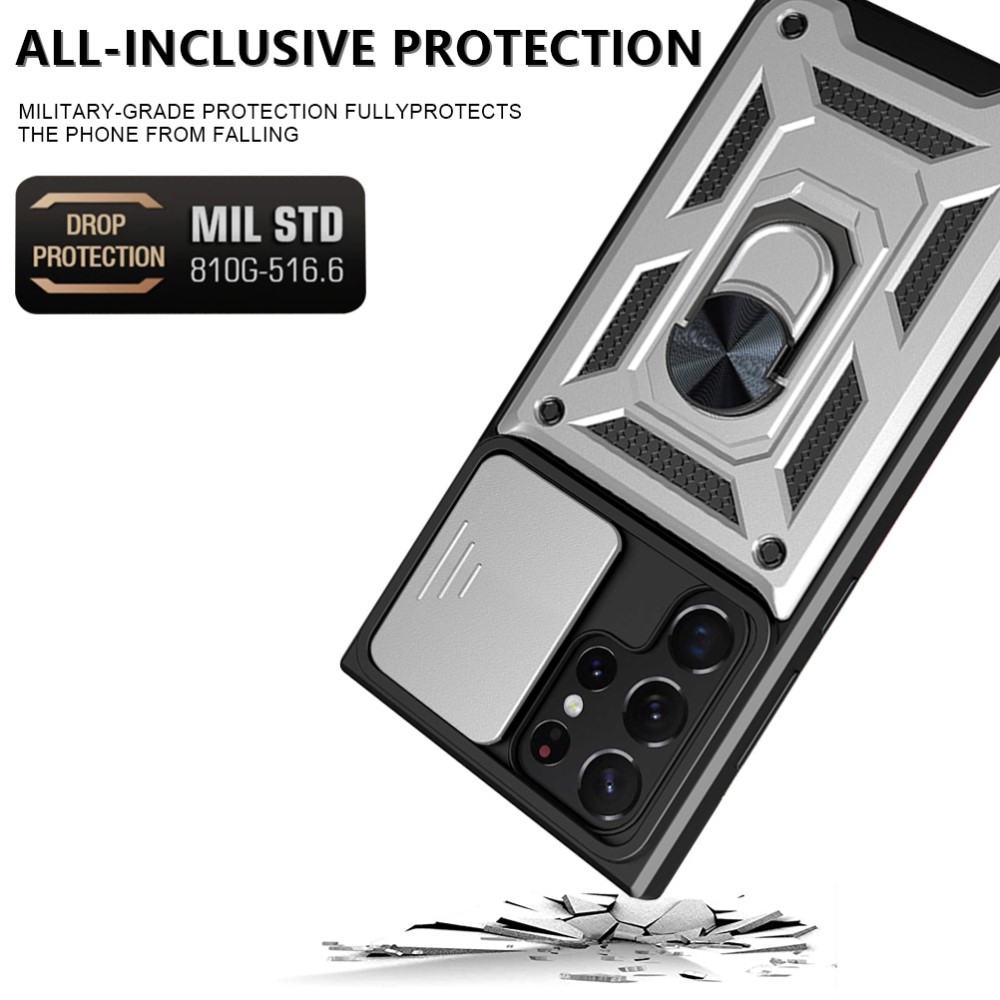  Samsung Galaxy S23 Ultra Skal Ring CamShield Silver
