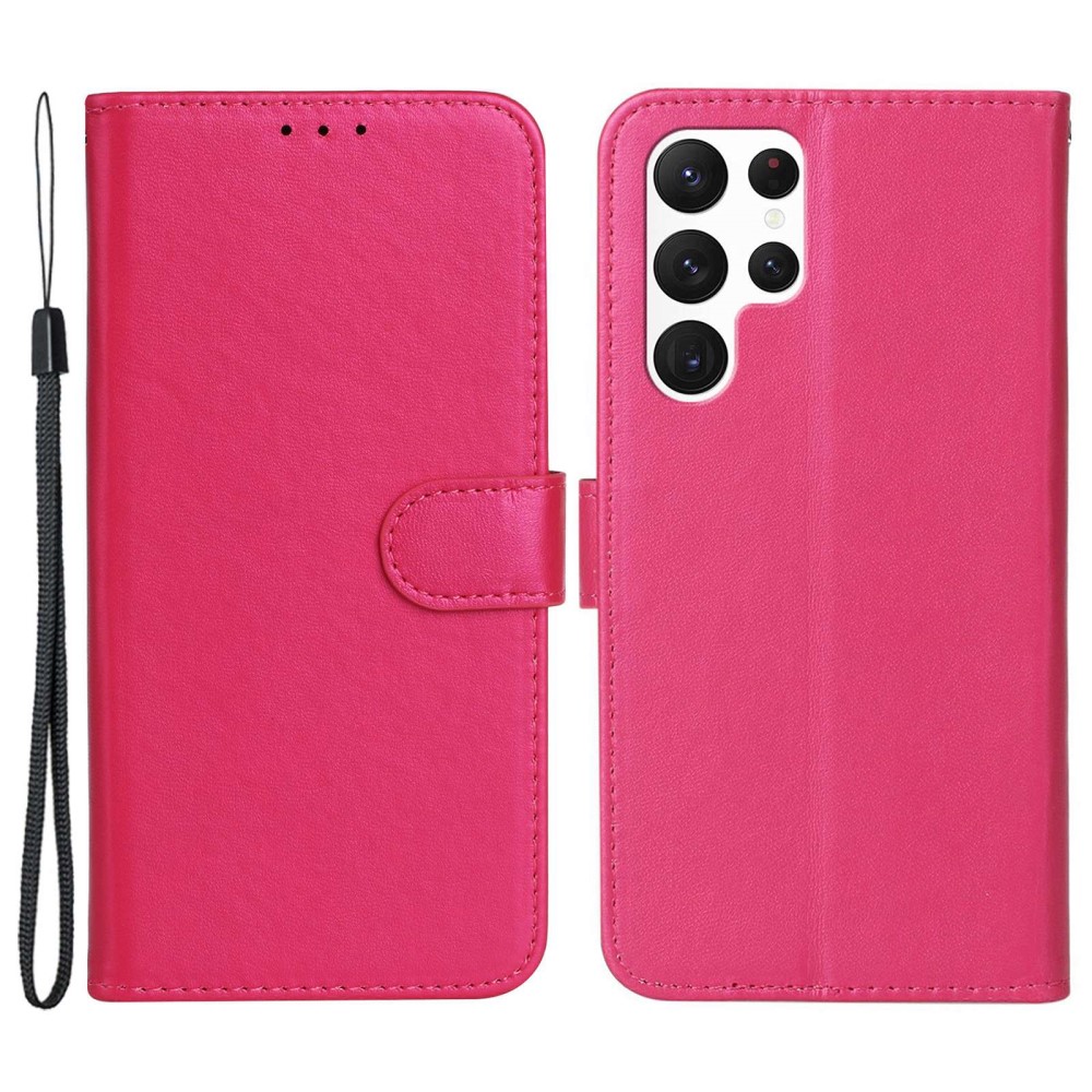  Samsung Galaxy S23 Ultra Fodral Solid Läder Rosa