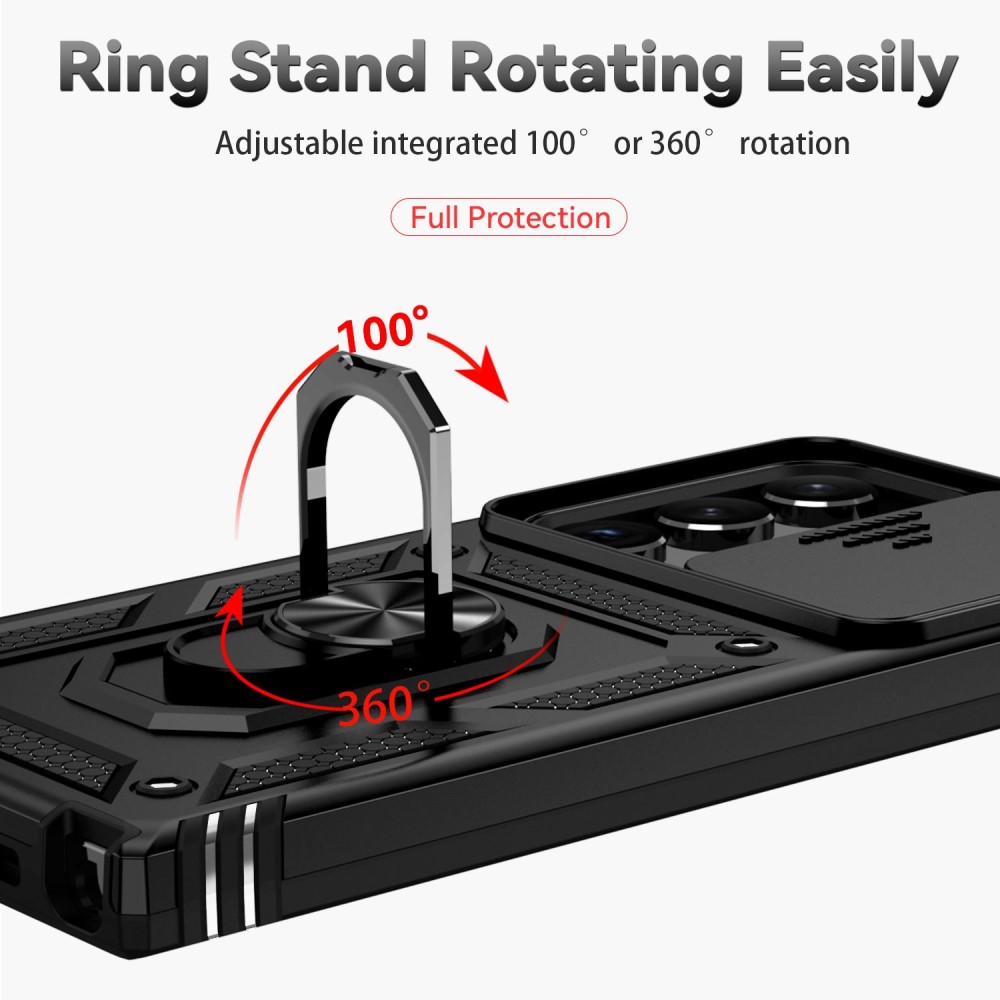  Samsung Galaxy S23 Ultra Skal Hybrid Ring CamShield Svart