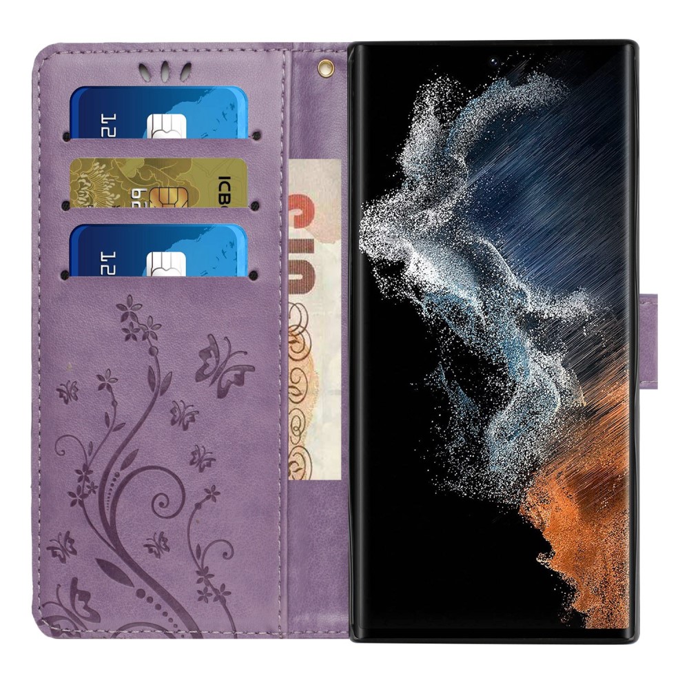  Samsung Galaxy S23 Ultra Fodral Med Tryck Ljus Lila