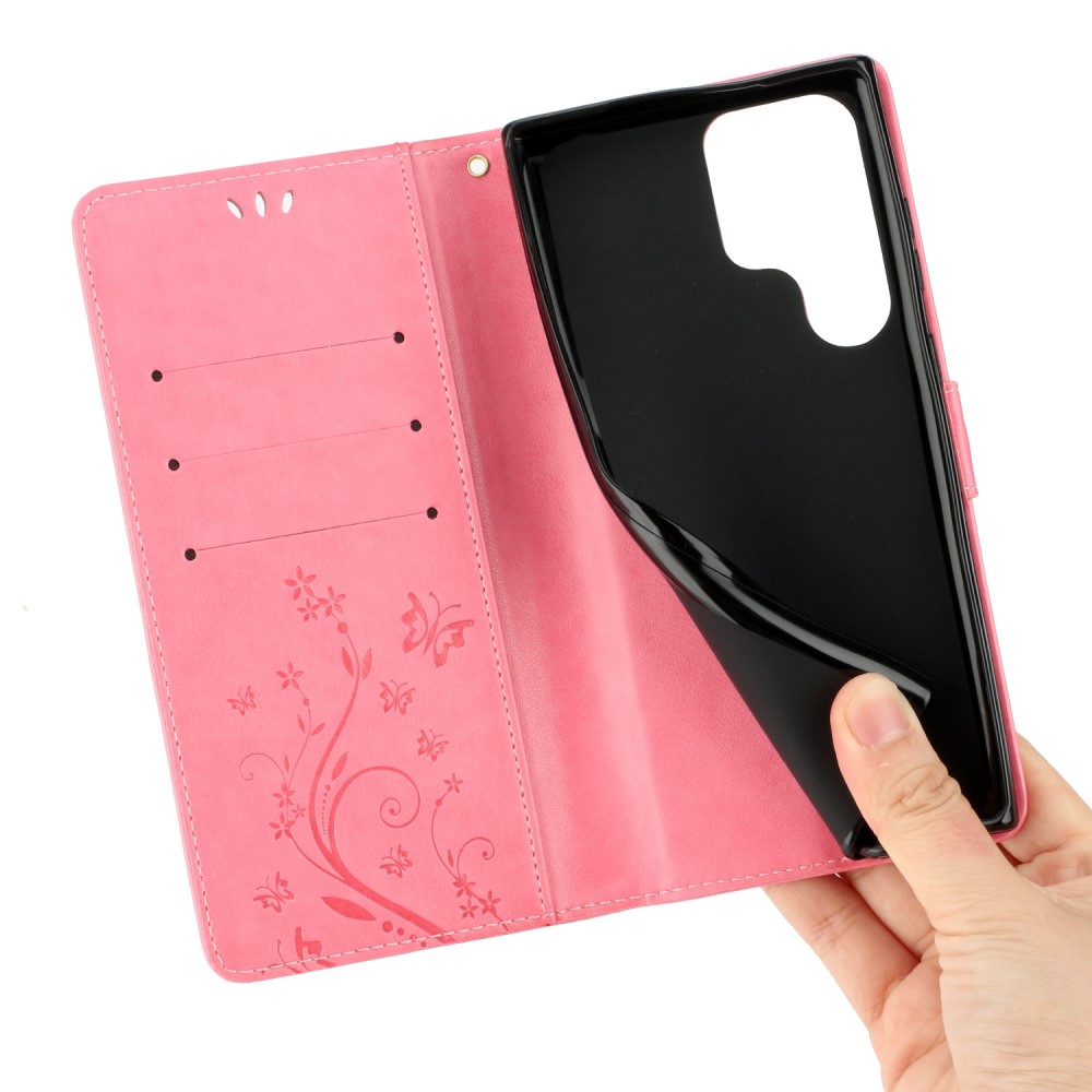  Samsung Galaxy S23 Ultra Fodral Med Tryck Rosa