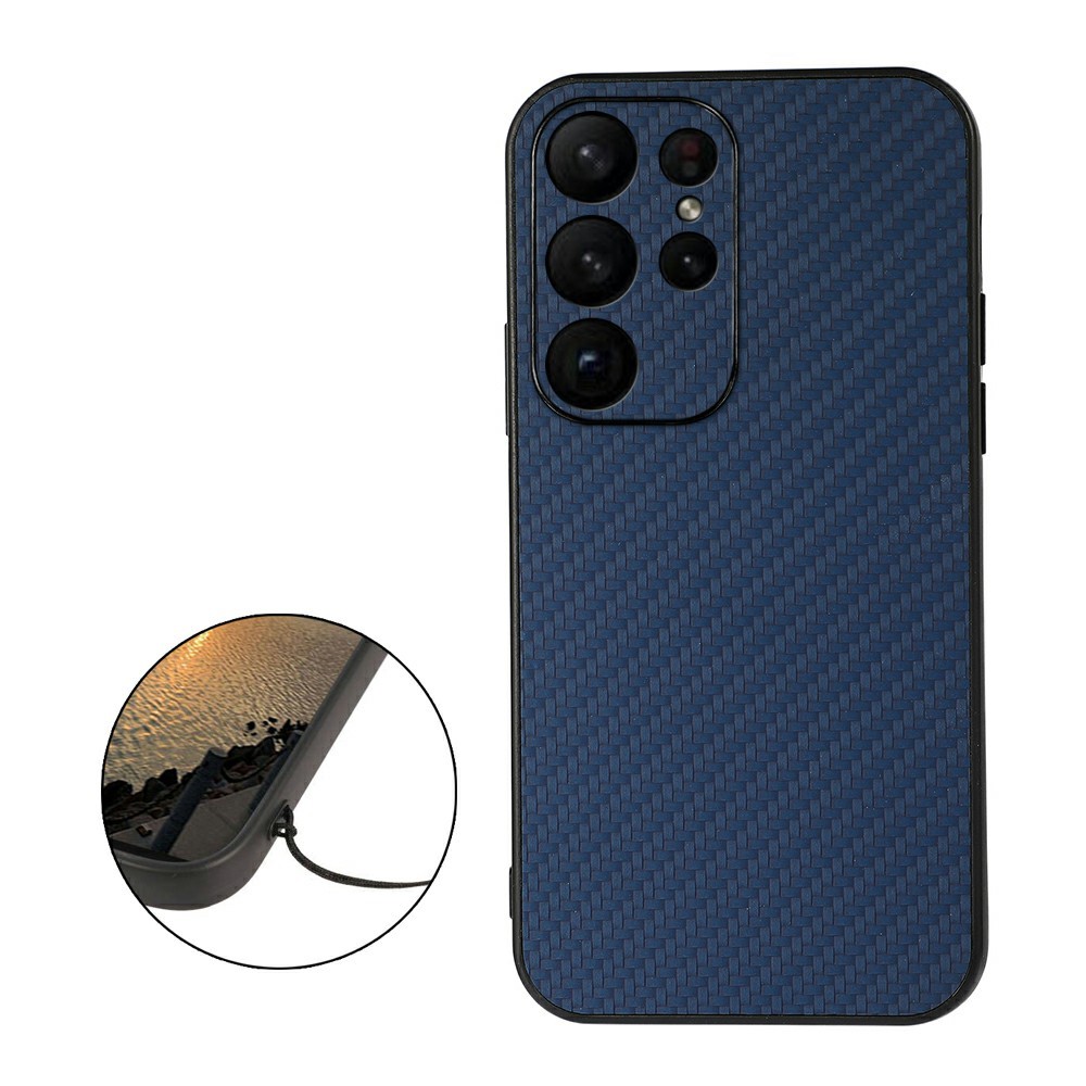  Samsung Galaxy S23 Ultra Skal Kolfiber Textur Blå