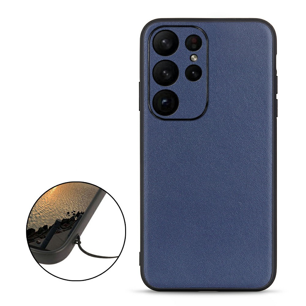  Samsung Galaxy S23 Ultra Skal Äkta Läder Blå