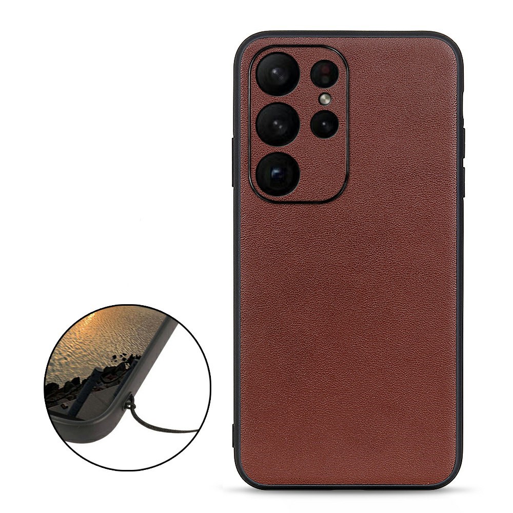  Samsung Galaxy S23 Ultra Skal Äkta Läder Brun
