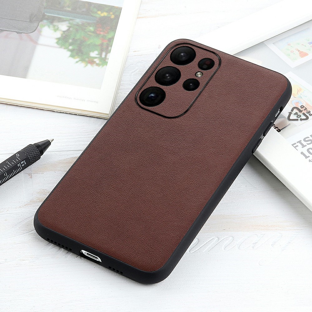  Samsung Galaxy S23 Ultra Skal Äkta Läder Brun