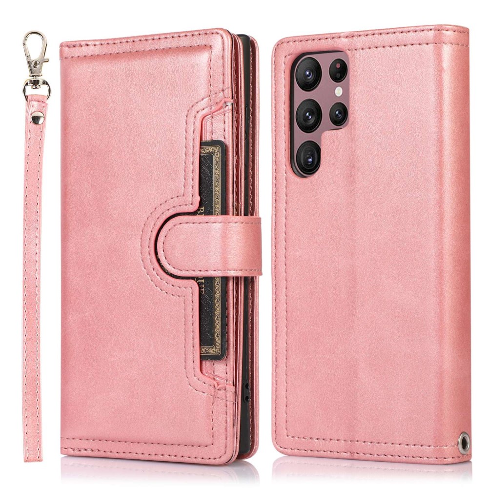  Galaxy S23 Ultra Fodral Multifunktionell Split Läder Roséguld