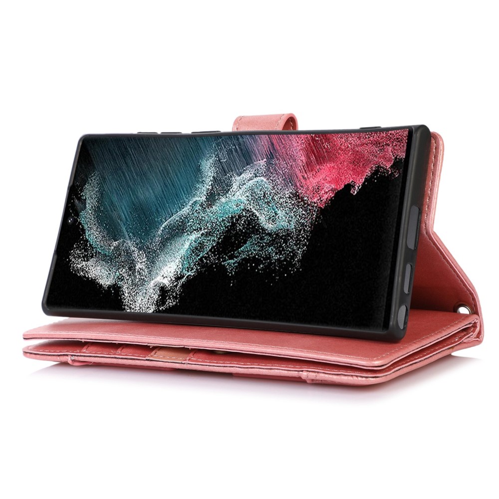  Galaxy S23 Ultra Fodral Multifunktionell Split Läder Roséguld