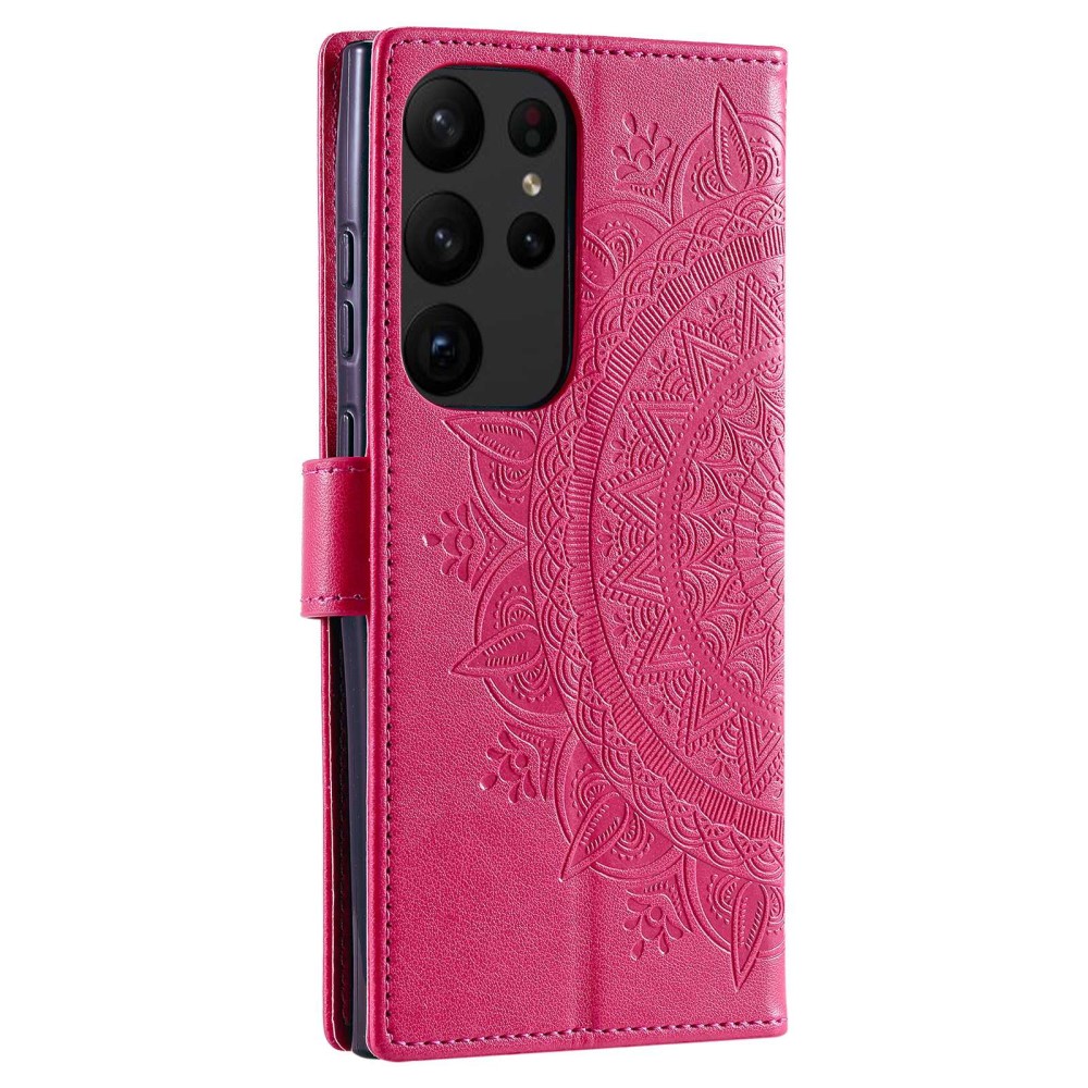  Samsung Galaxy S23 Ultra Fodral Mandala Läder Rosa
