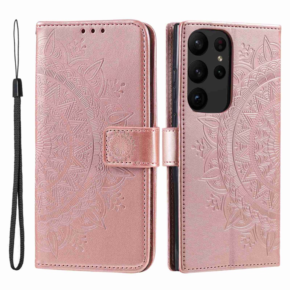  Samsung Galaxy S23 Ultra Fodral Mandala Läder Roséguld