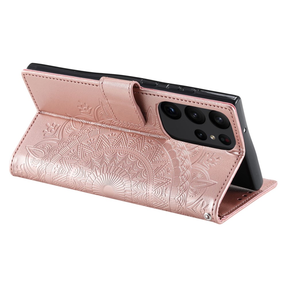  Samsung Galaxy S23 Ultra Fodral Mandala Läder Roséguld