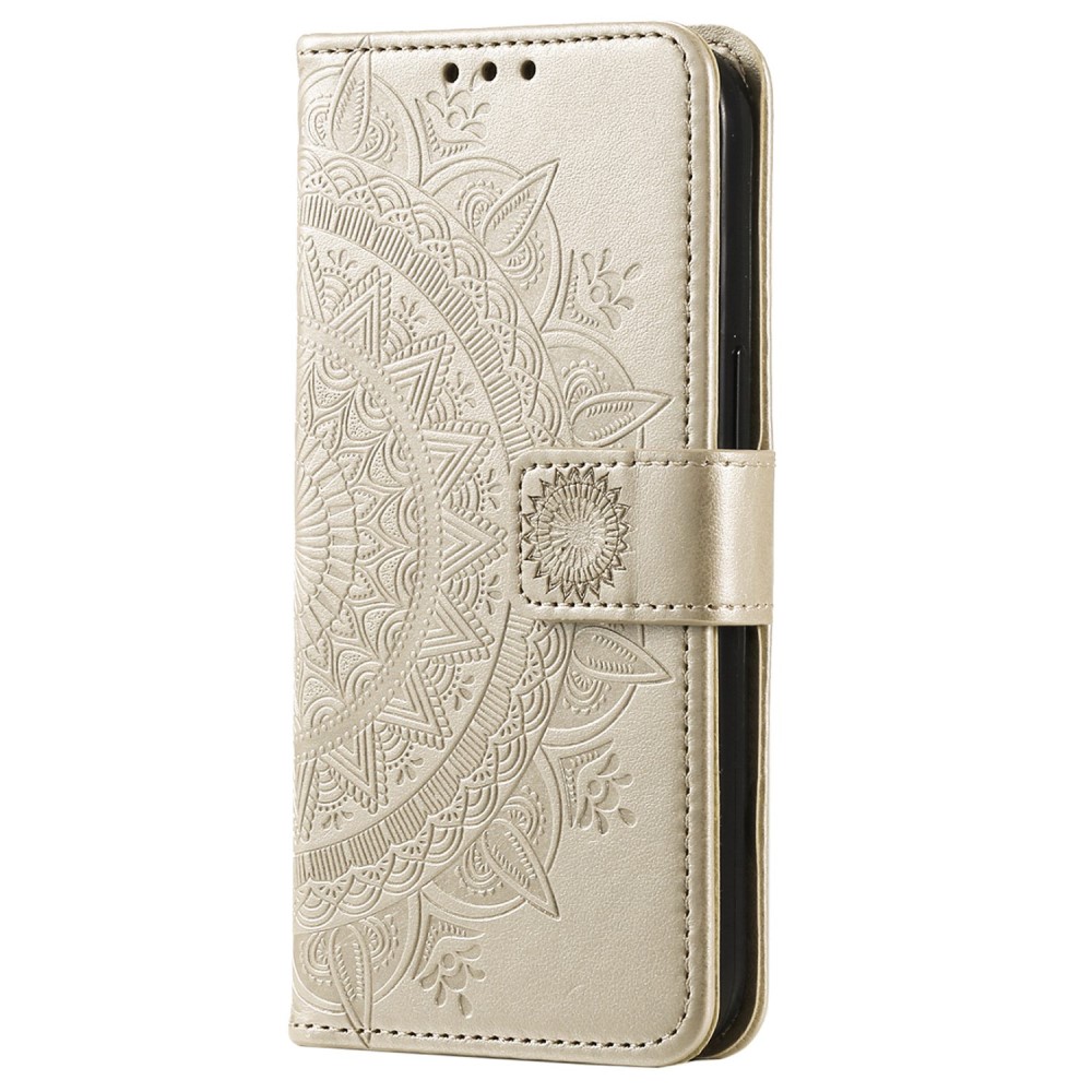  Samsung Galaxy S23 Ultra Fodral Mandala Läder Guld