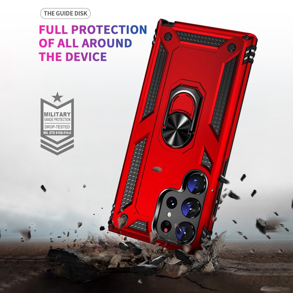  Samsung Galaxy S23 Ultra Skal Ring Armor Hybrid Röd