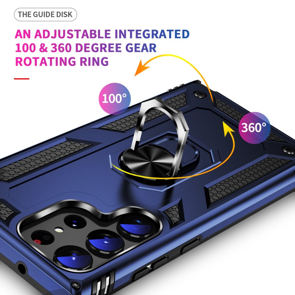  Samsung Galaxy S23 Ultra Skal Ring Armor Hybrid Blå
