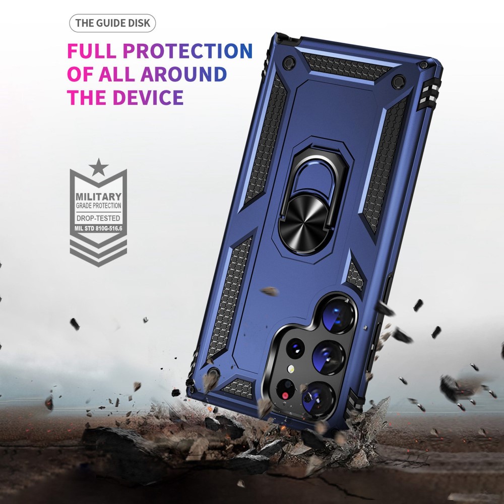  Samsung Galaxy S23 Ultra Skal Ring Armor Hybrid Blå