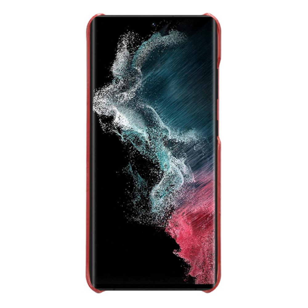  Samsung Galaxy S23 Ultra Skal Läder Belagt Röd