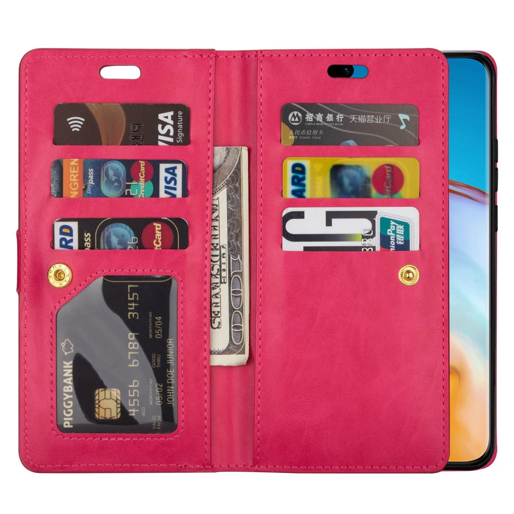  Galaxy S23 Ultra Fodral Multifunktionell Med Frontficka Rosa