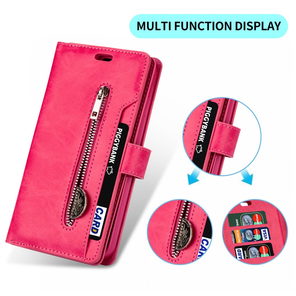  Galaxy S23 Ultra Fodral Multifunktionell Med Frontficka Rosa