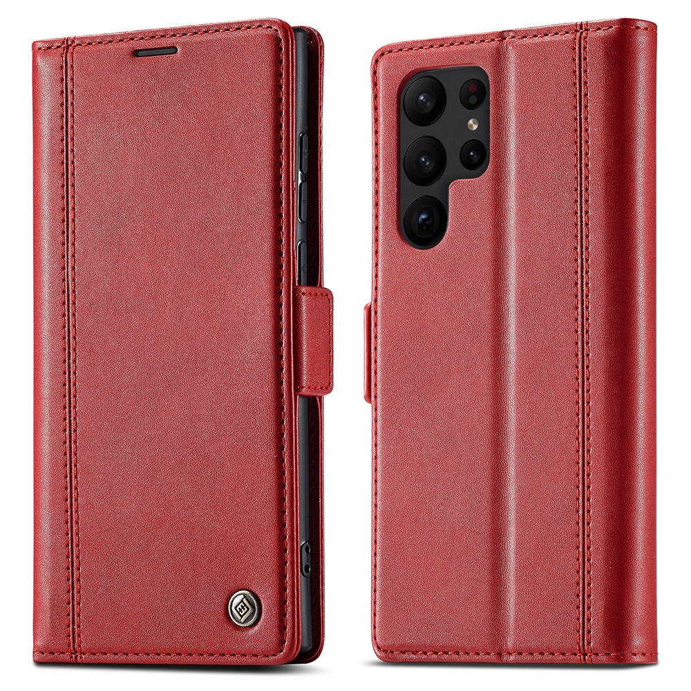 LC.IMEEKE LC.IMEEKE Samsung Galaxy S23 Ultra Flip Fodral Läder Röd