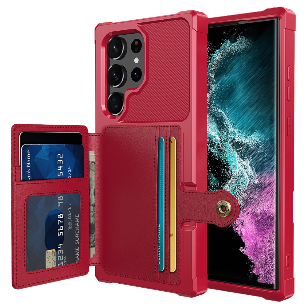  Samsung Galaxy S23 Ultra Skal Med Plånbok Röd