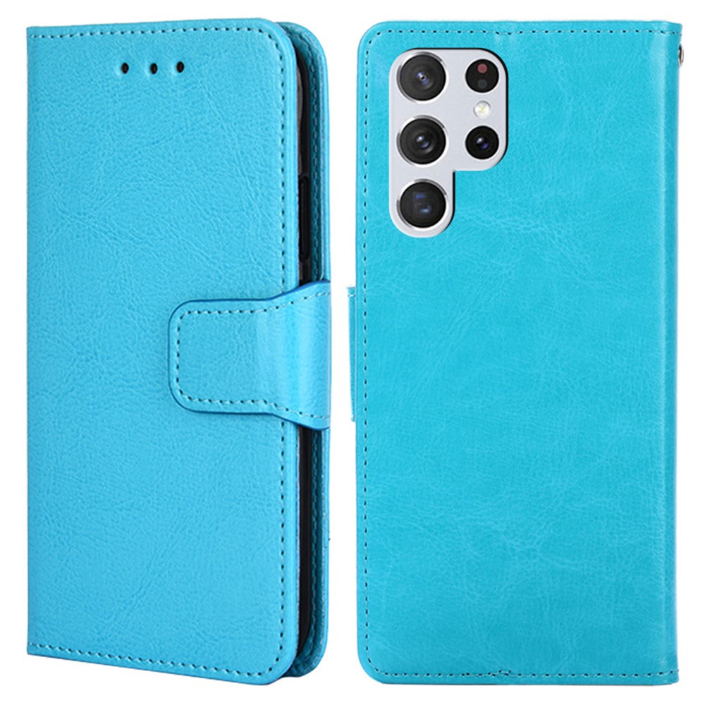  Samsung Galaxy S23 Ultra Fodral Läder Ljus Blå