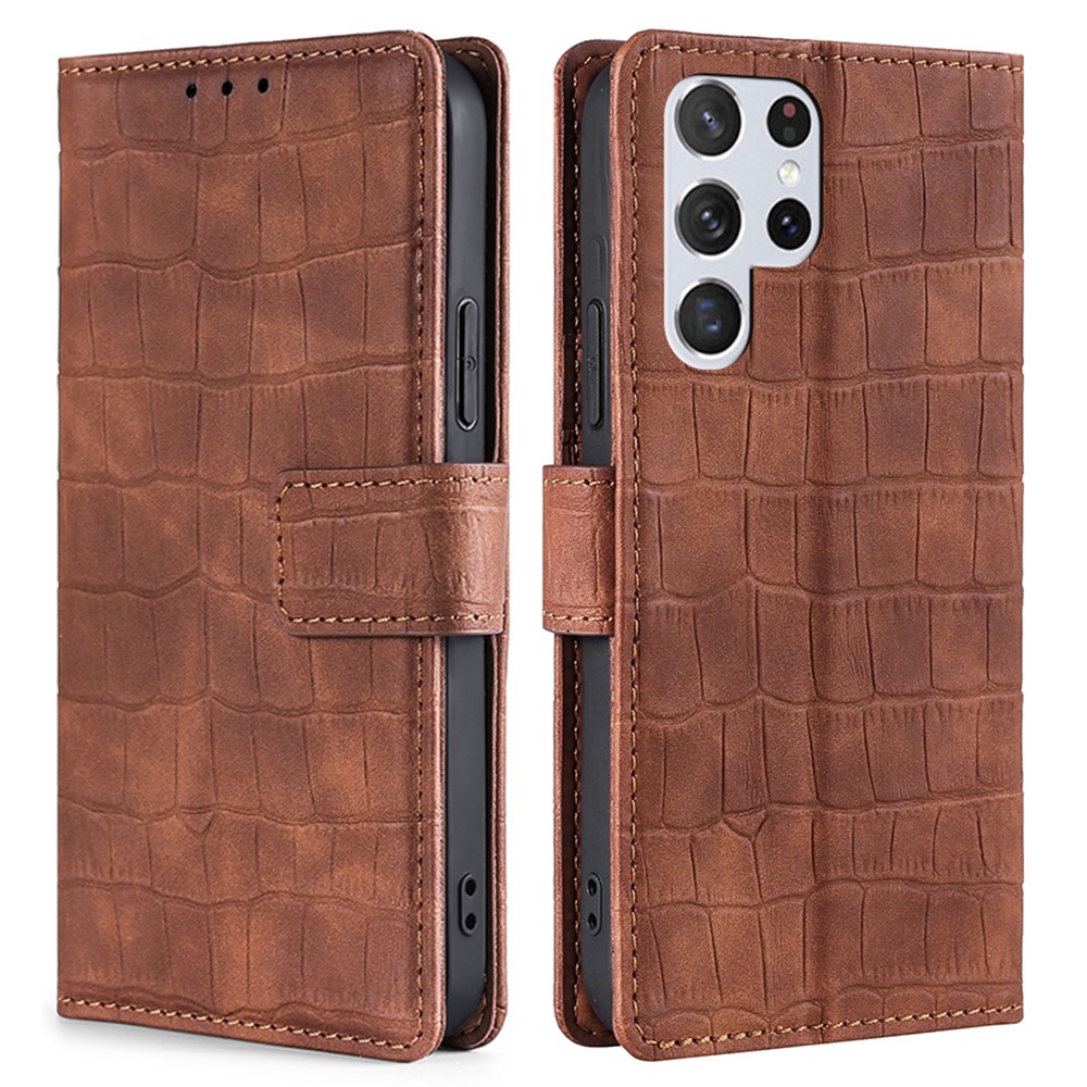  Samsung Galaxy S23 Ultra Fodral Krokodil Textur Brun