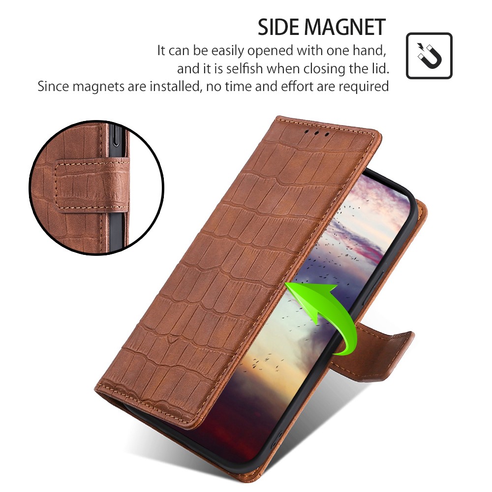  Samsung Galaxy S23 Ultra Fodral Krokodil Textur Brun