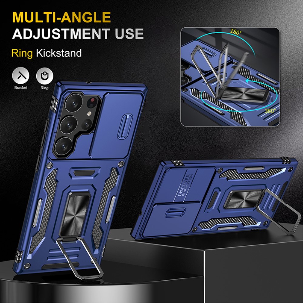  Samsung Galaxy S23 Ultra Skal Hybrid Ring Armor Mörk Blå