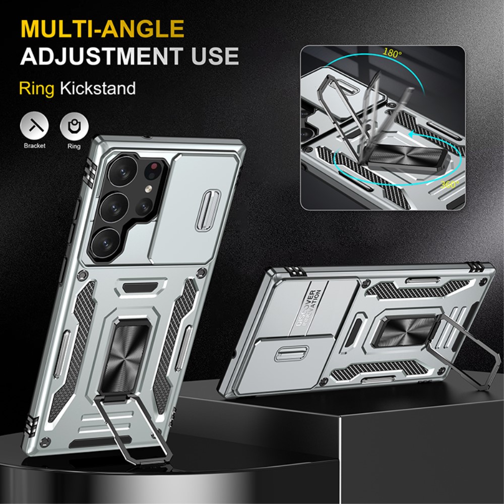  Samsung Galaxy S23 Ultra Skal Hybrid Ring Armor Grå