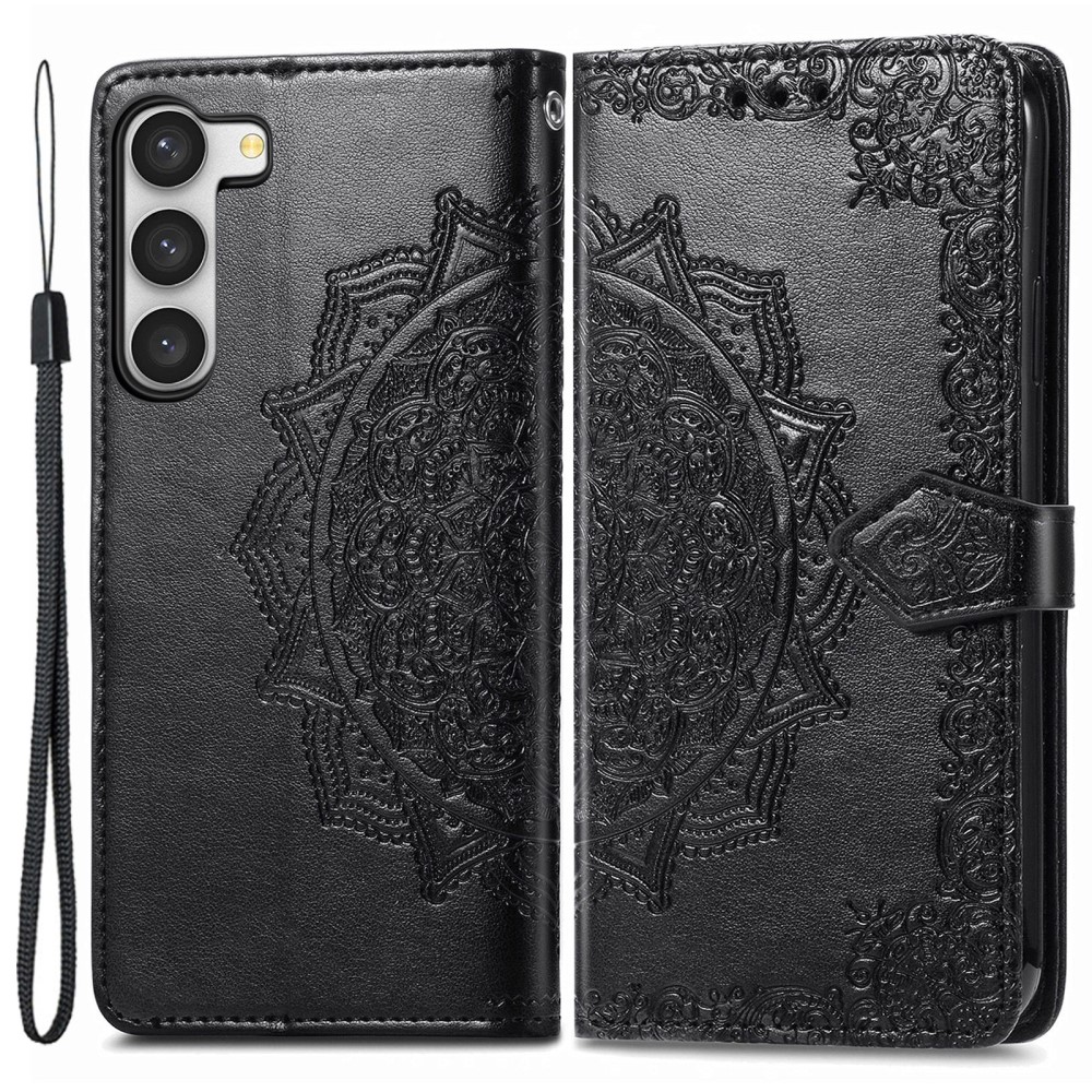  Samsung Galaxy S23 Fodral Mandala Läder Svart