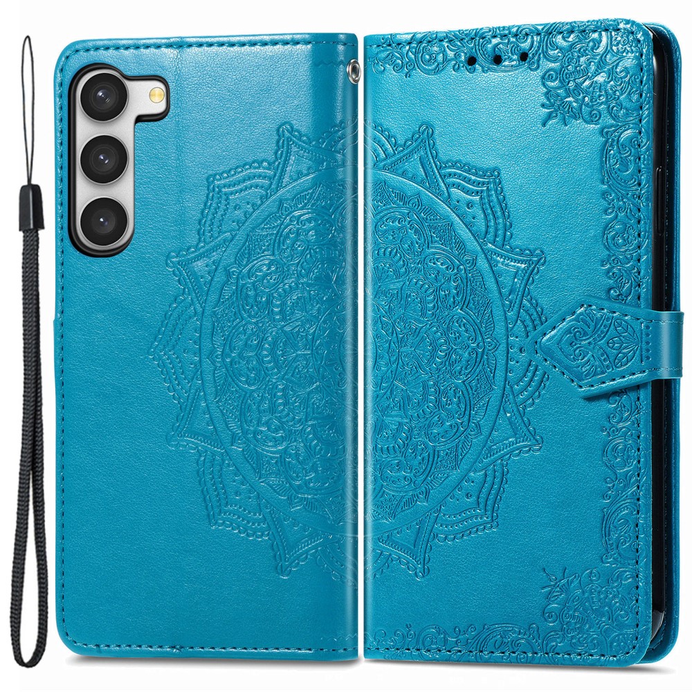  Samsung Galaxy S23 Fodral Mandala Läder Blå