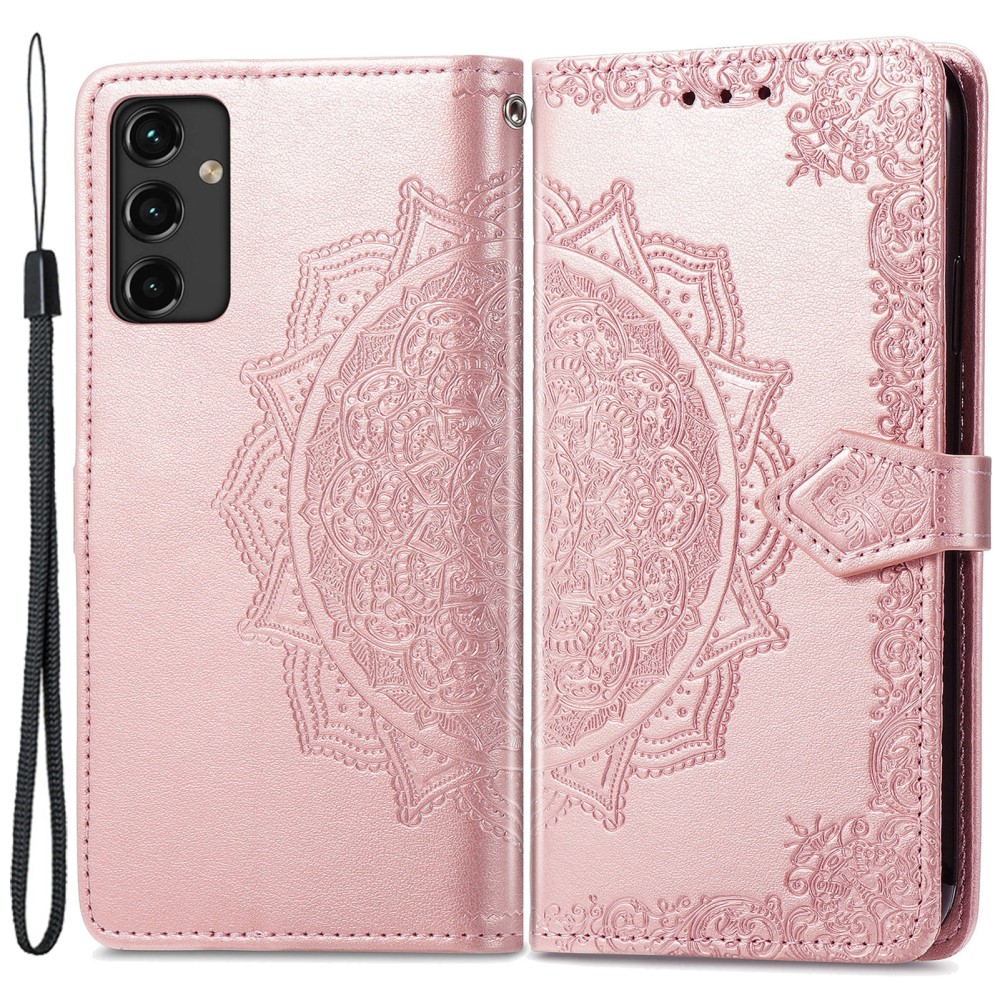  Samsung Galaxy A14 4G/5G Fodral Mandala Läder Roséguld