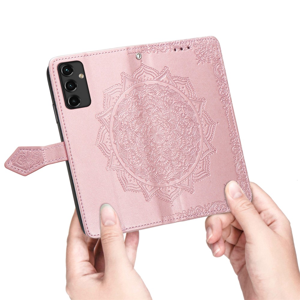  Samsung Galaxy A14 4G/5G Fodral Mandala Läder Roséguld
