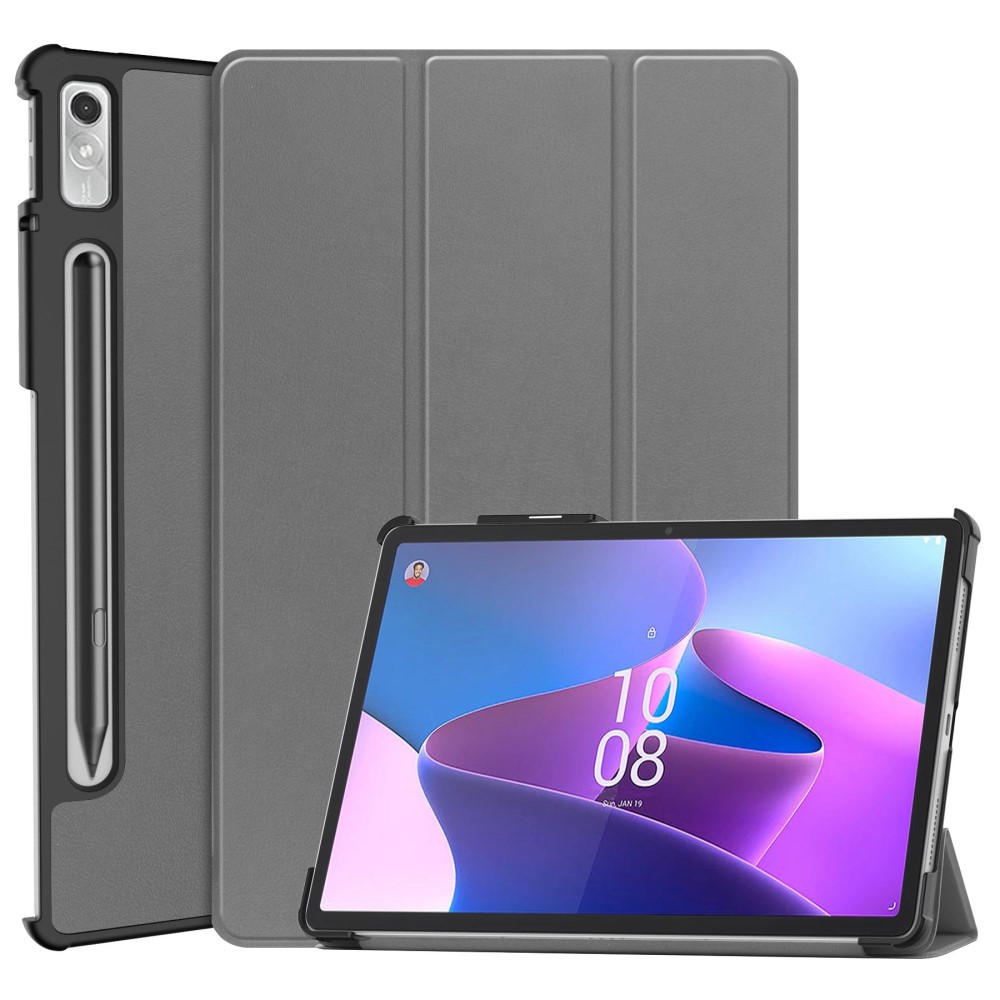  Lenovo Tab P11 Pro Gen 2 Fodral Tri-Fold Läder Grå
