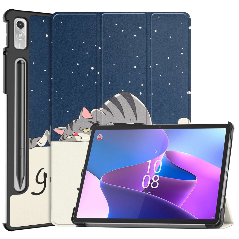  Lenovo Tab P11 Pro Gen 2 Fodral Tri-Fold Trött Katt