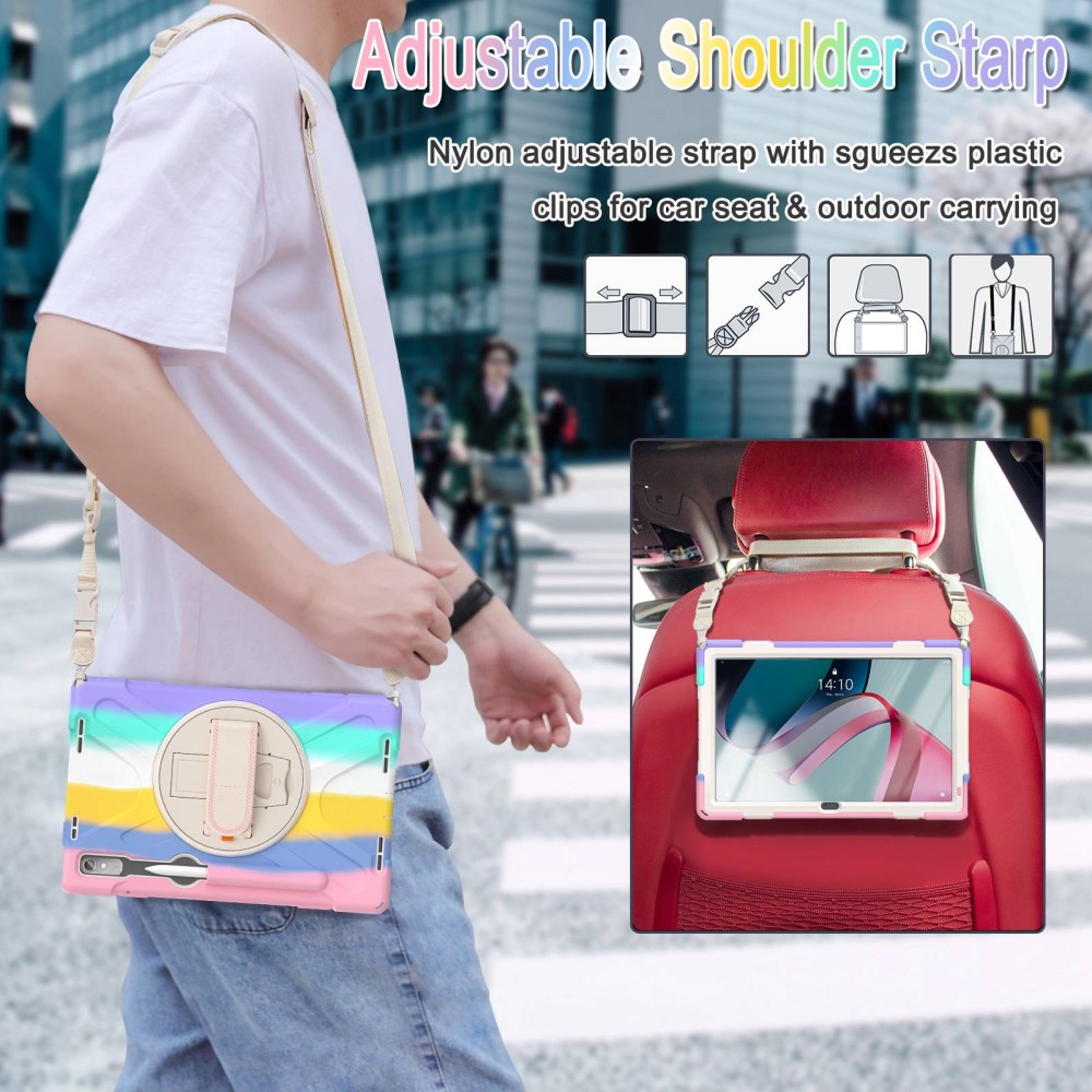  Lenovo Tab P11 Pro Gen 2 Skal 360 Rotation Shockproof Med Rem Rainbow