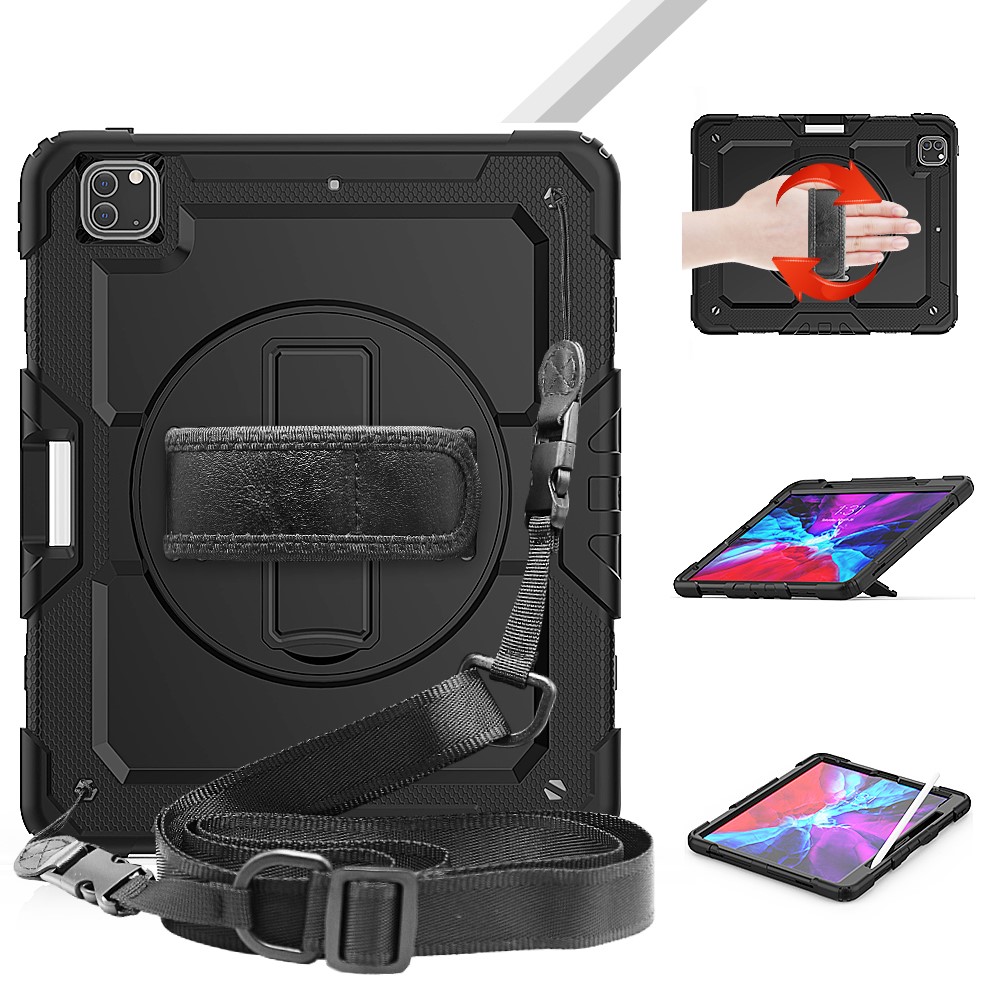  iPad Pro 12.9 Skal 360° Rotation Shockproof Med Rem Svart