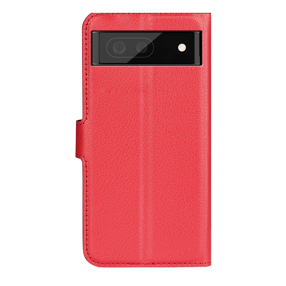  Google Pixel 6A Fodral Litchi Läder Röd