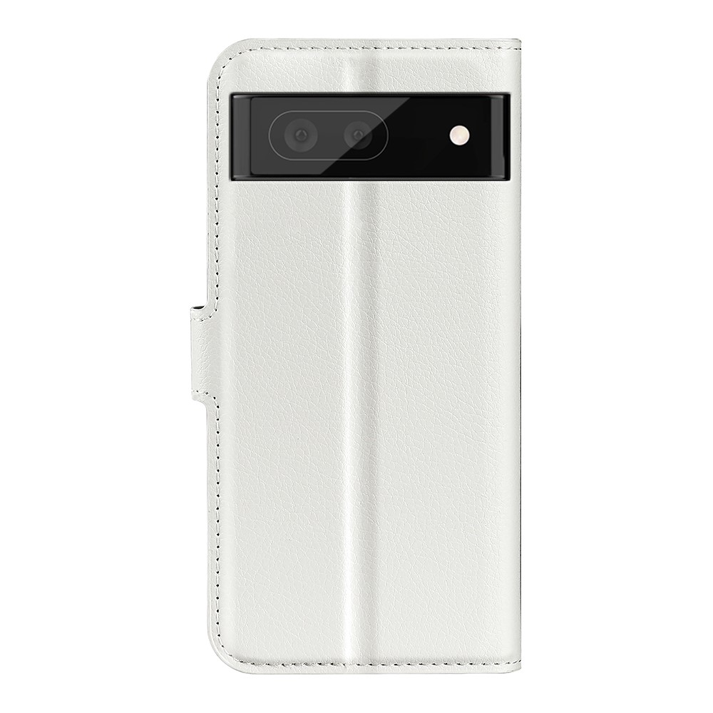  Google Pixel 6A Fodral Litchi Läder Vit