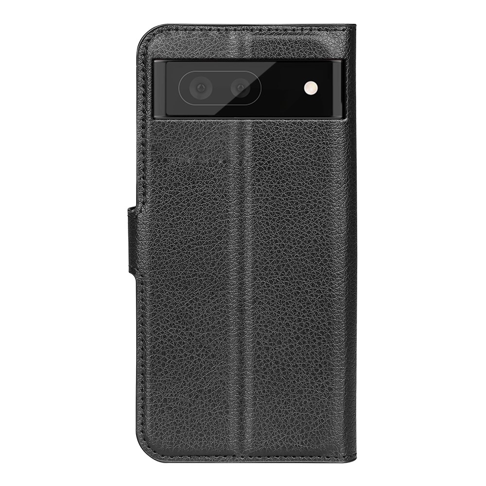  Google Pixel 6A Fodral Litchi Läder Svart