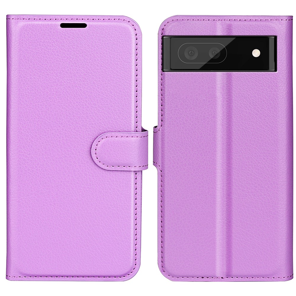  Google Pixel 6A Fodral Litchi Läder Lila