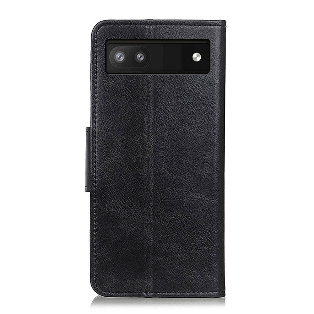  Google Pixel 6A Fodral Crazy Horse Läder Svart