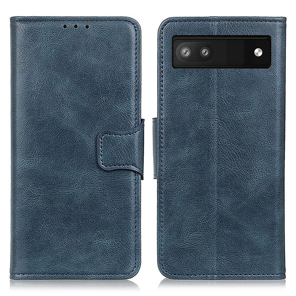  Google Pixel 6A Fodral Crazy Horse Läder Blå