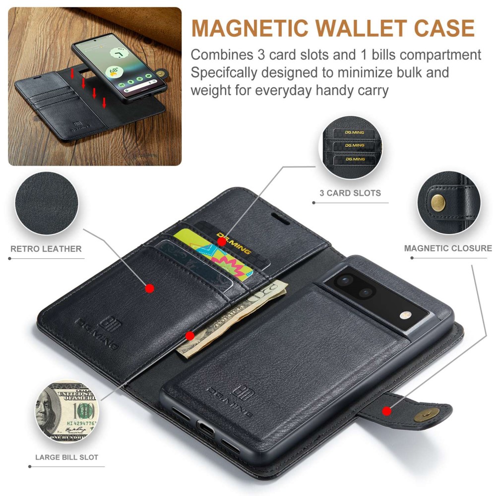 DG.MING DG.MING Google Pixel 6A 2in1 Magnet Fodral / Skal Svart