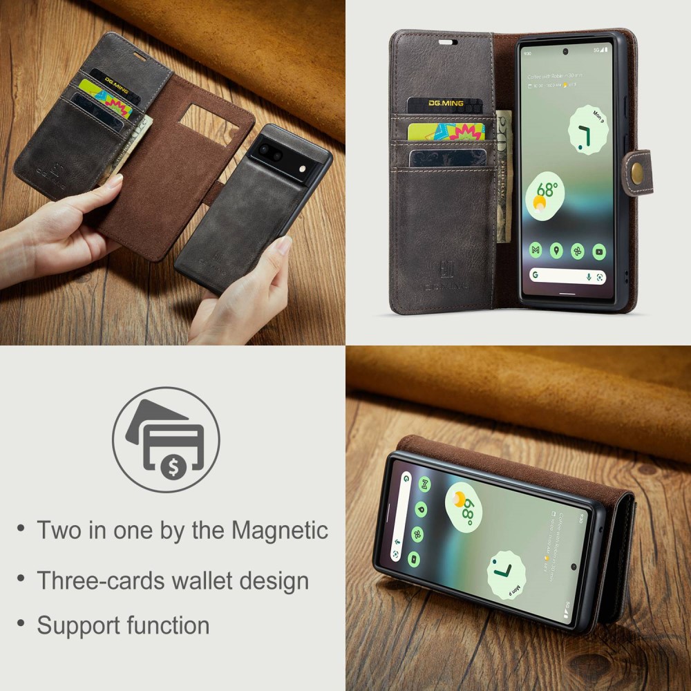 DG.MING DG.MING Google Pixel 6A 2in1 Magnet Fodral / Skal Grå
